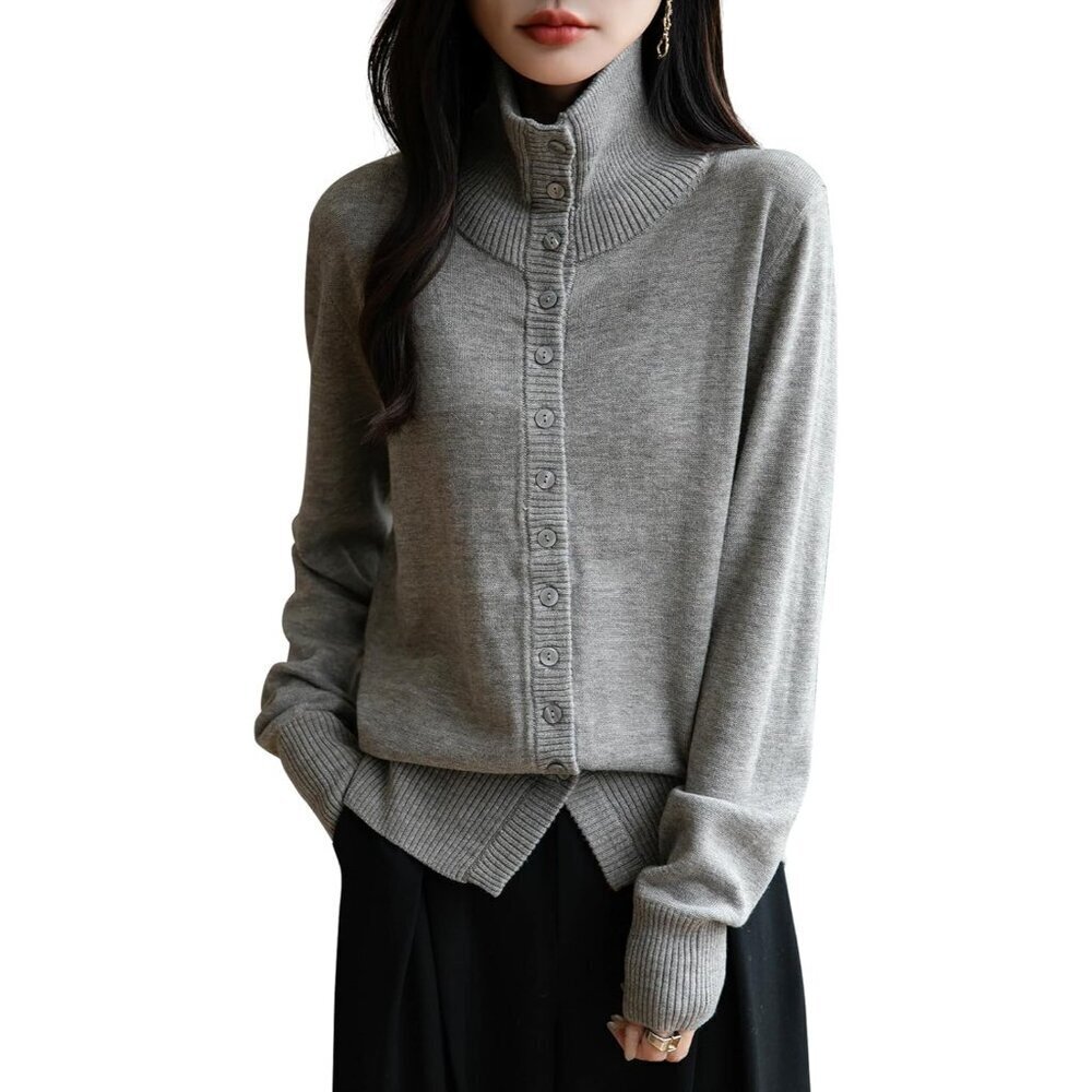 Women's Merino Wool Blend Cardigan Large Casual Knit Button Long Sleeve